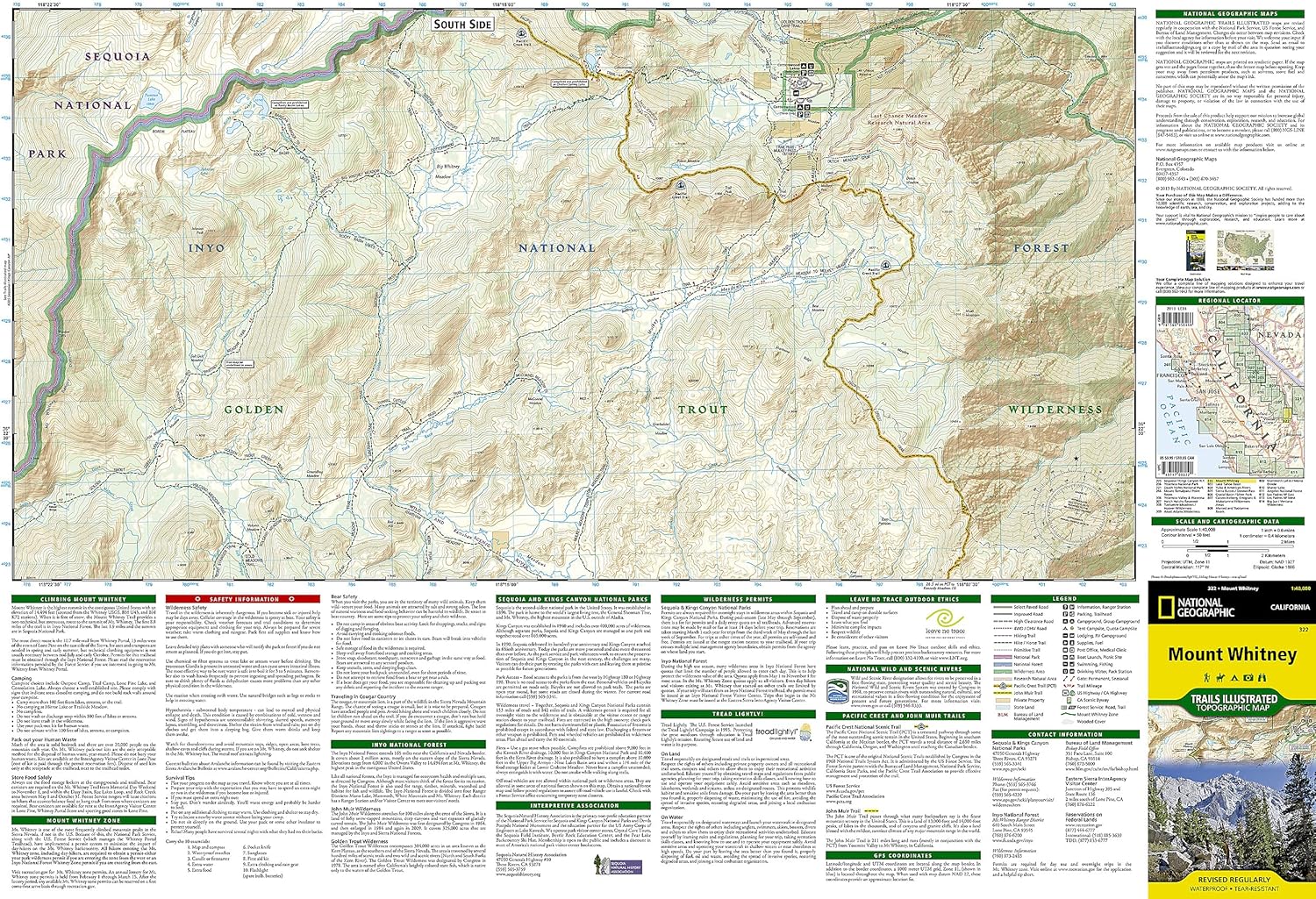 Mount Whitney Map (National Geographic Trails Illustrated Map, 322) - Image 4